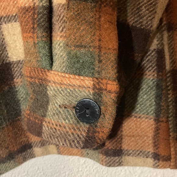 VTG 70’s Pendleton Woolen Mills OR Virgin Wool Xl Plaid Shacket Coat Warm Tones - Picture 12 of 17